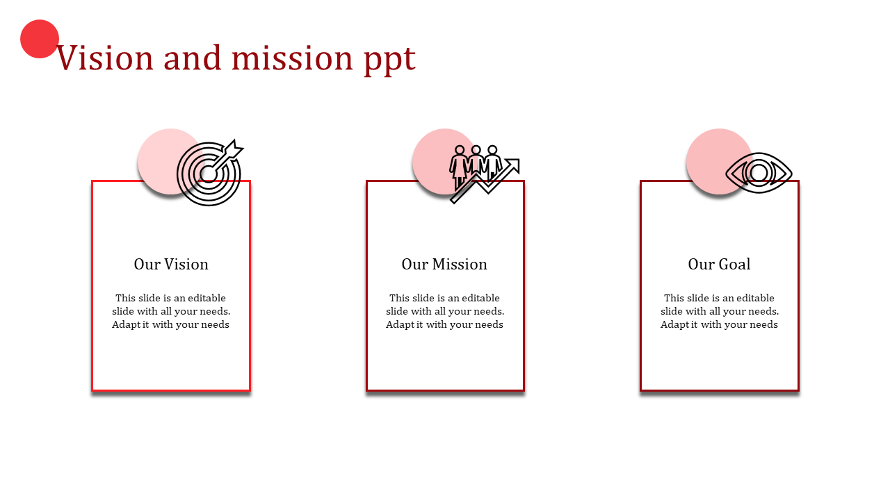 Free - Editable Vision And Mission PPT Slide Designs-Three Node